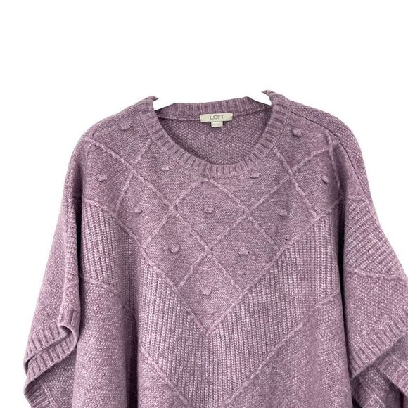 Loft Bobble Poncho boxy Sweater Size M/L purple lavender boho lagenlook - Picture 2 of 6